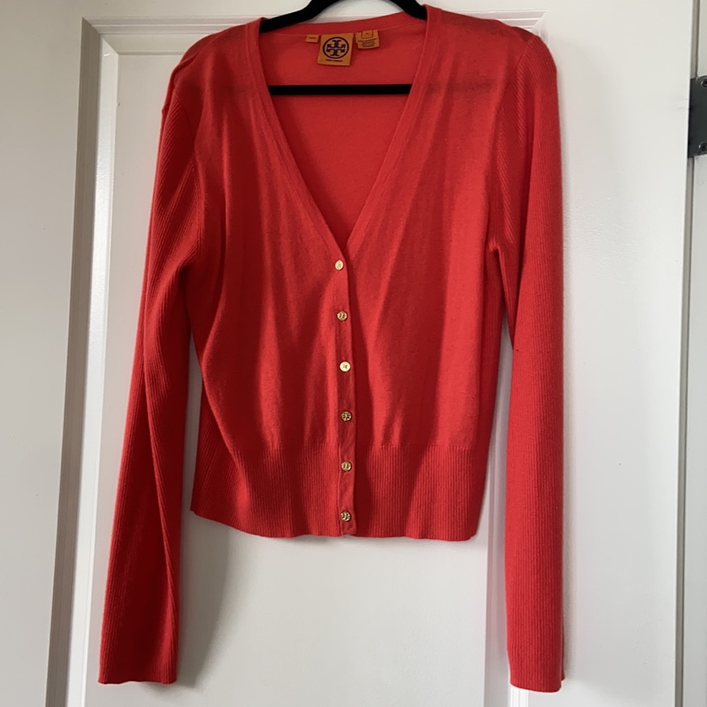 Tory Burch 100% cashmere coral cardigan